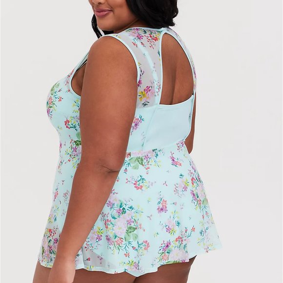Torrid 6X Swim Dress Aqua Push Up Swimsuit Plus - Picture 2 of 6